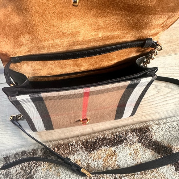 Burberry Authentic Small Macken House Check Derby Leather Crossbody Bag - Picture 2 of 7